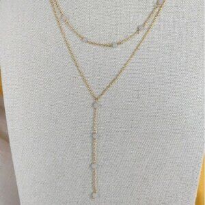 SHIVAM Layered Necklace 14kt Gold Plated White Onyx